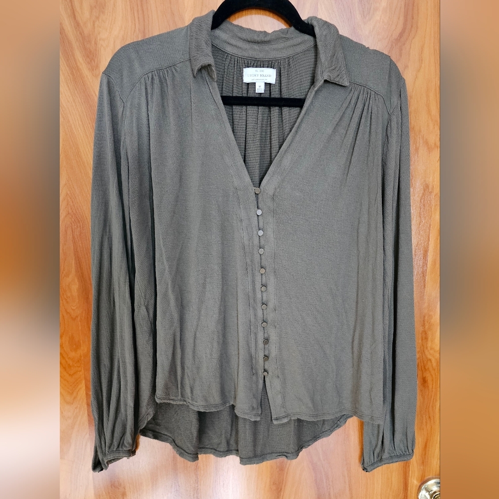 Lucky Brand Olive Green Button-Down Shirt